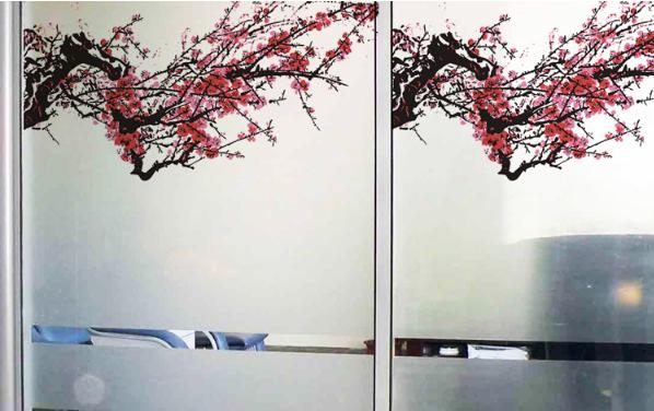 [HCM]Decal Trang Kính Cao Cấp - Cành đào đỏ ( 60x58 )-DK7055