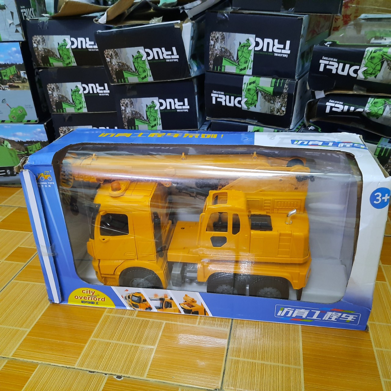 Xe ô tô có cẩu móc đồ chơi trẻ em xe mô hình công trình cỡ lớn bằng nhựa cao cấp