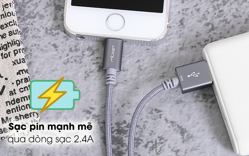 Cáp Lightning MFI 1m Mbest DS949-WB Xám ( Likenew )