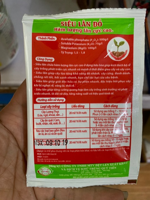 Siêu Lân Đỏ Cho Hoa gói 20ml