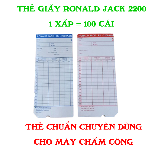 Thẻ giấy máy chấm công Ronald Jack 2200