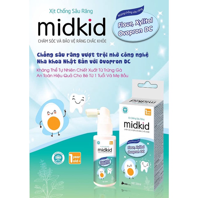 Xịt chống sâu răng Midkid - Bảo vệ men răng, giúp răng chắc