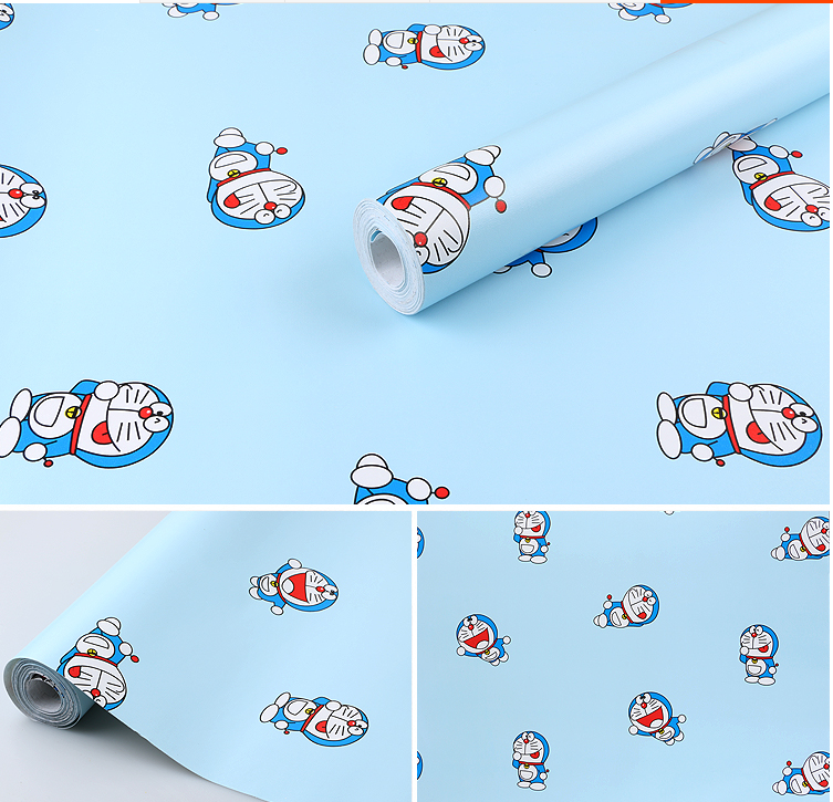 [HCM]Cuộn 5m decal giấy dán tường DOREMON Chữ Xanh Dương khổ 45cm keo sẵn dán 2.25 mét vuông