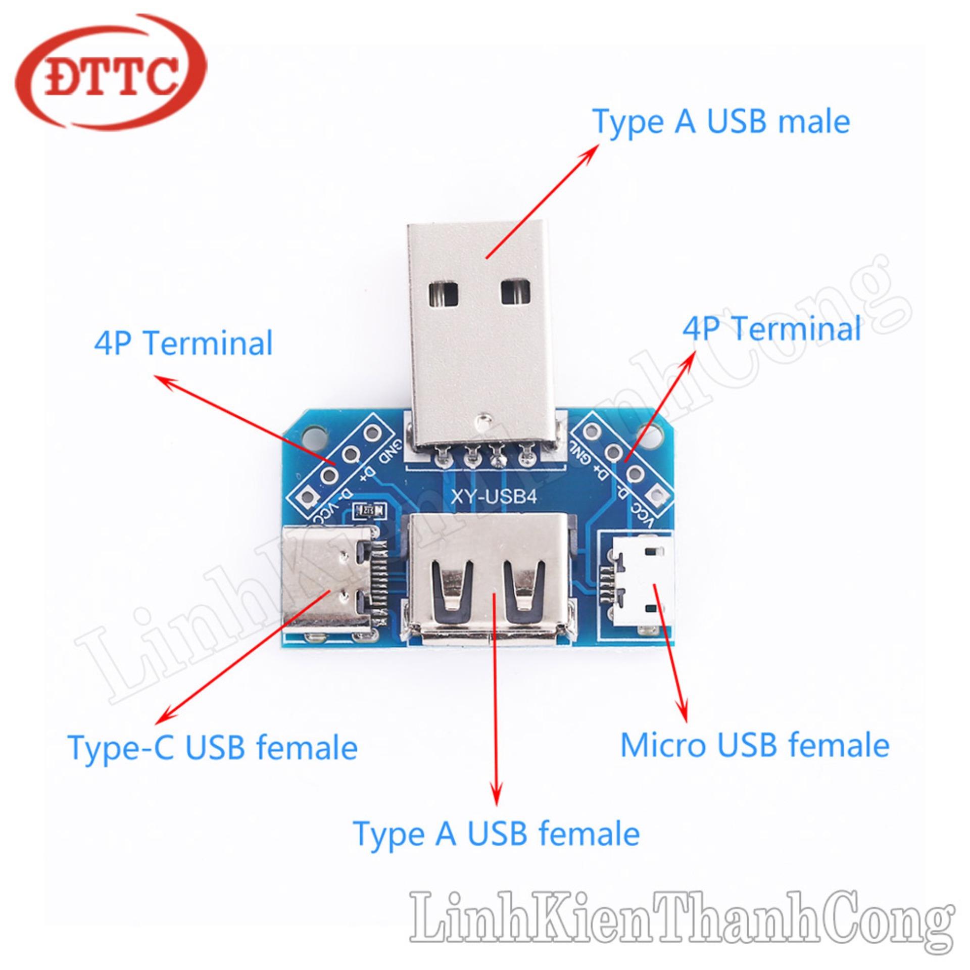 Mạch Chuyển Đổi Các Cổng USB (Micro USB, USB Type C, USB Type A Đực, USB Type A Cái)