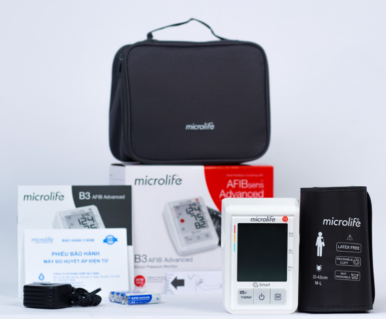 Máy đo huyết áp Microlife B3 Afib Advance cảnh báo đột quỵ AFIB bắp tay - Công nghệ Thụy Sỹ - BH chính hãng 5 năm