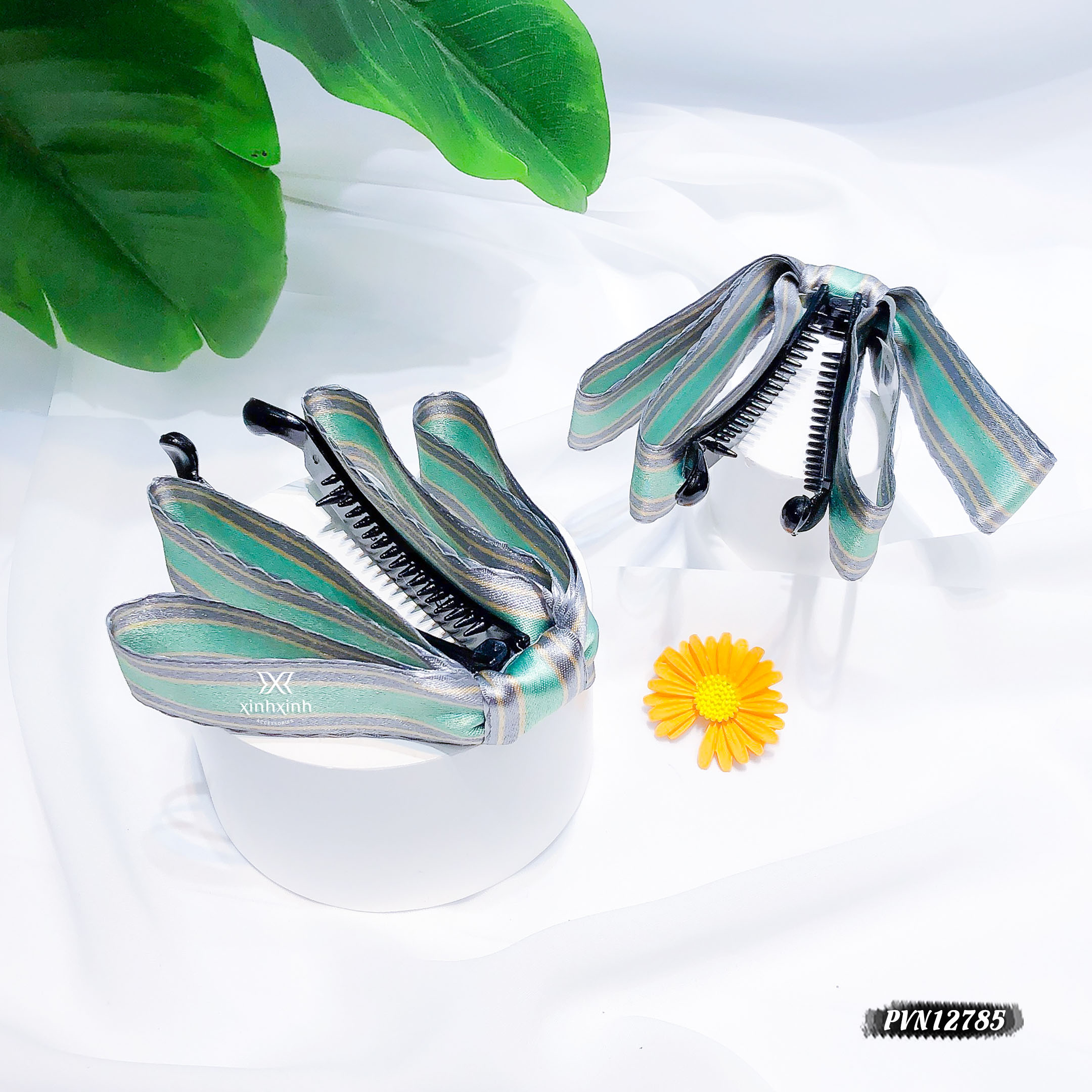 Kẹp tóc, cặp tóc dọc làm phồng nơ kẻ rủ - Xinh Xinh Accessories
