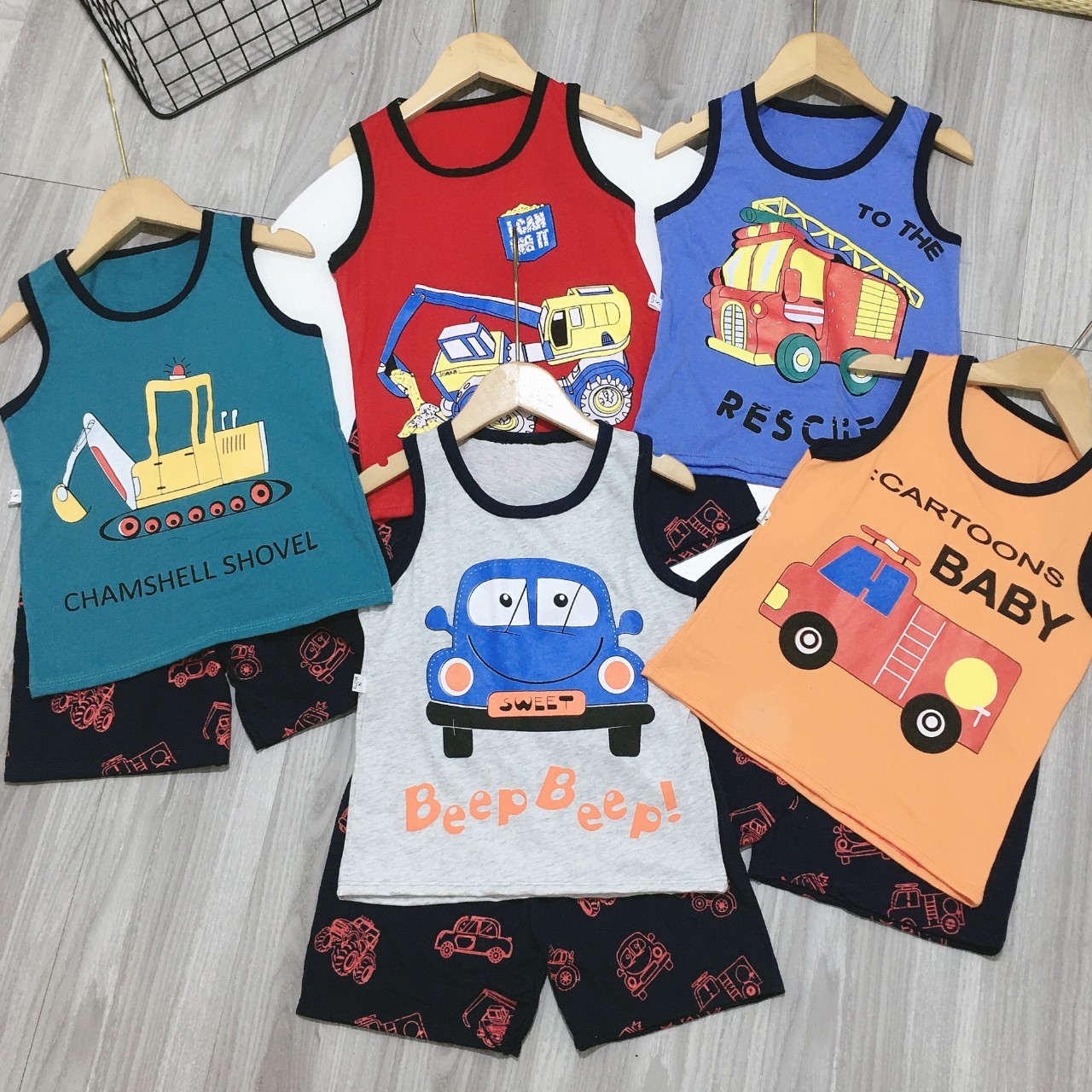 bộ ba lỗ chất cotton cho bé trai