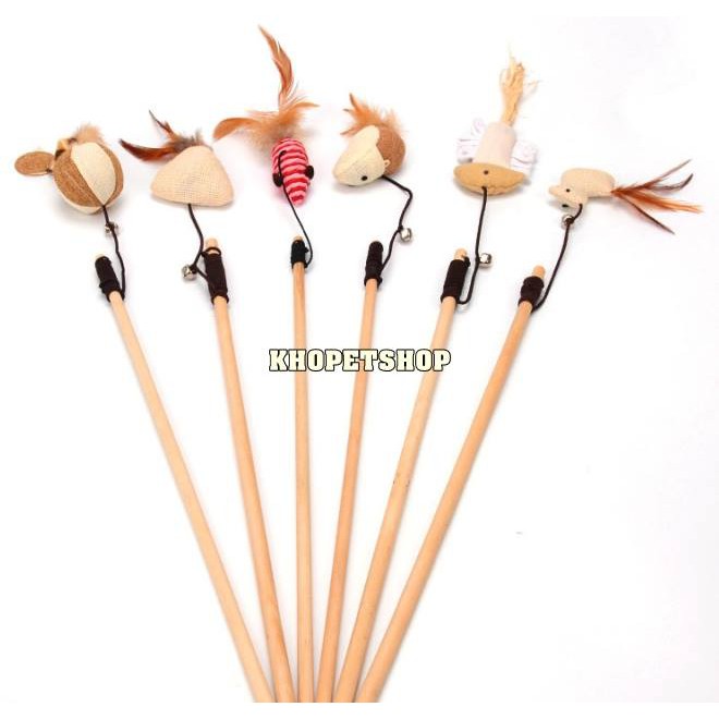 Cần câu mèo cán gỗ