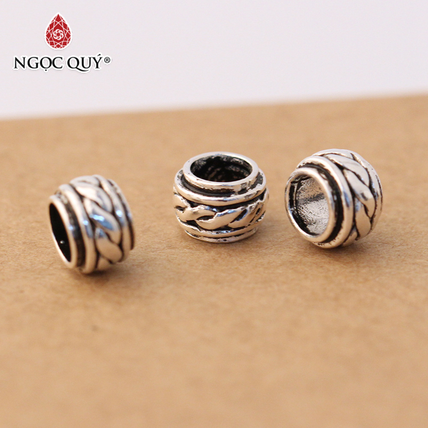 [HCM]Charm bạc chặn hạt họa tiết - Ngọc Quý Gemstones