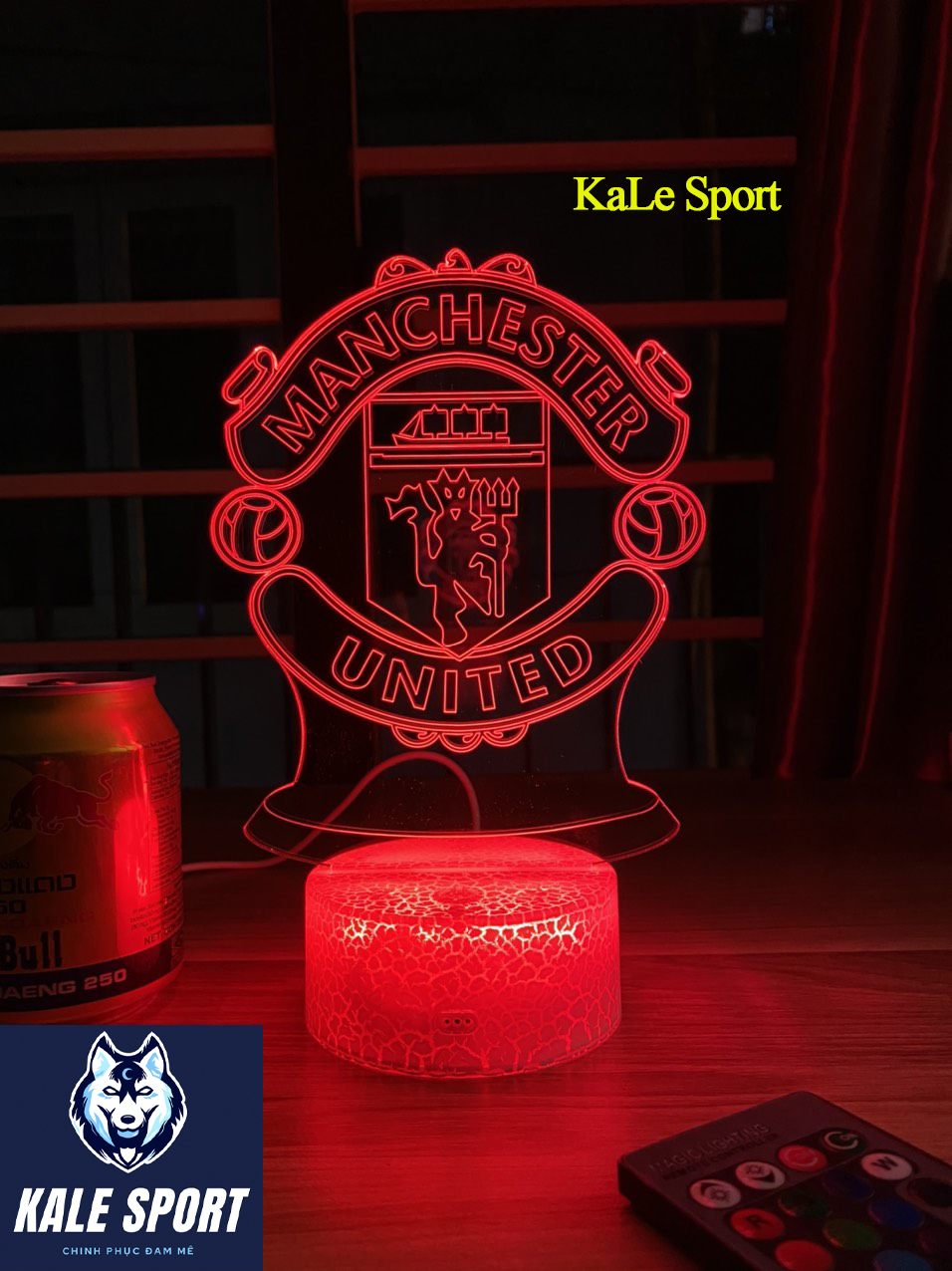 Đèn ngủ 3D CLB bóng đá Manchester United đế pha lê kèm điều khiển từ xa - Đèn Led 16 màu