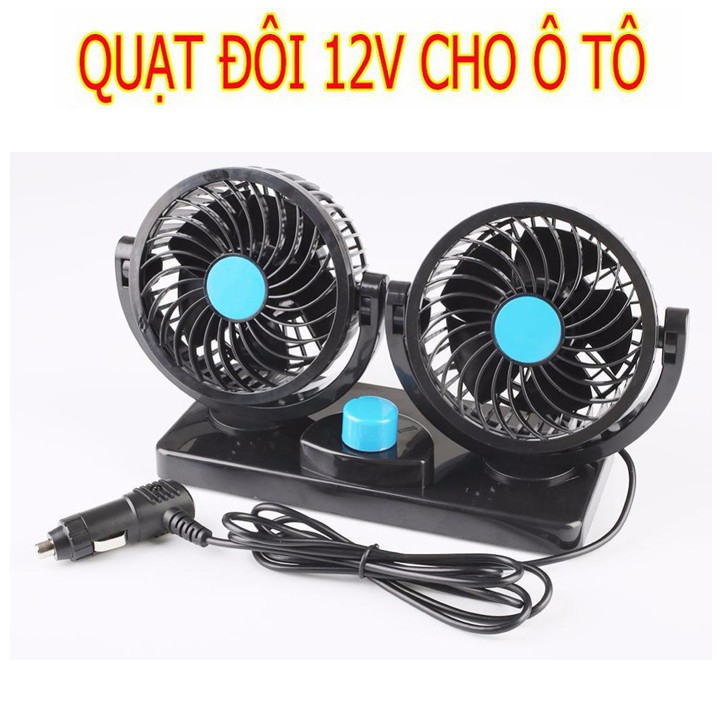 Quạt máy đôi mini 12v trên ô tô