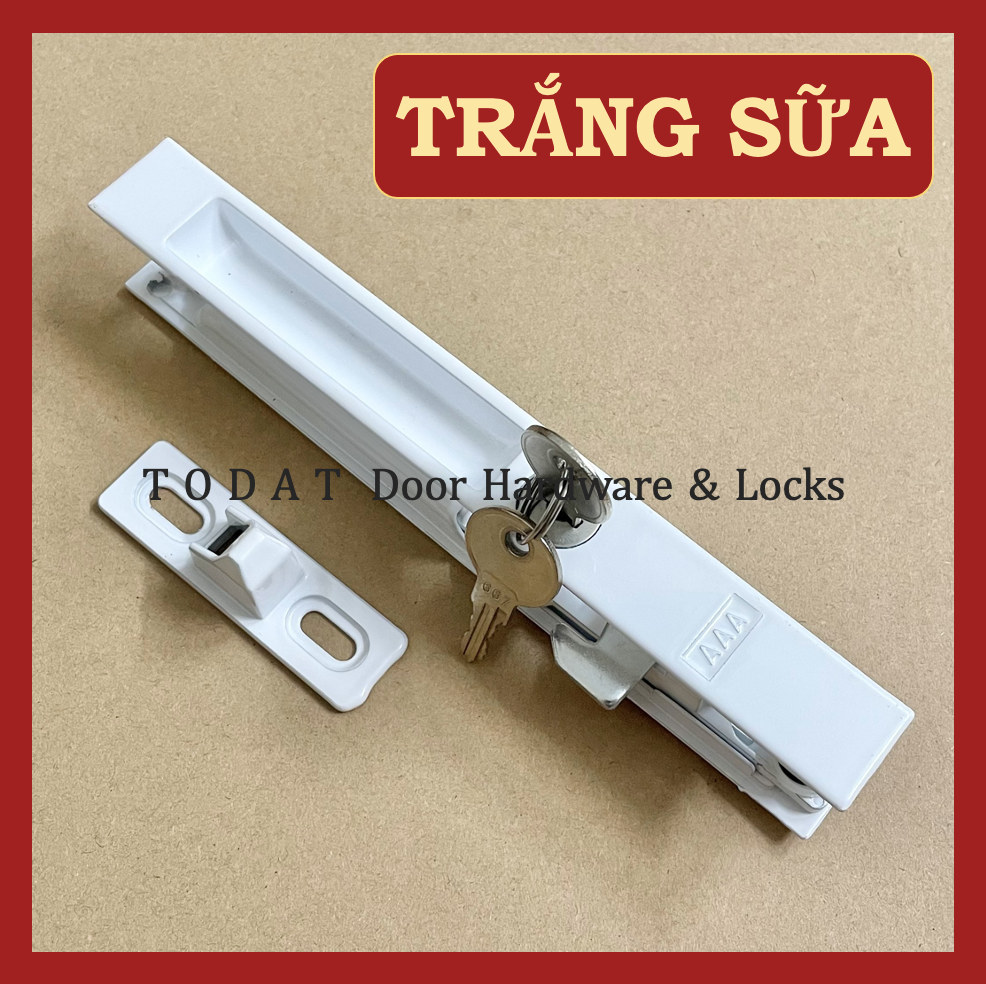 [AAA] Khoá Lùa cửa nhôm tay âm liền (Trắng sữa, Xám đậm, Bạc)