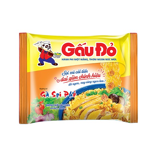 Thùng 30 gói mì gà sợi phở gấu đỏ - 63gr/gói