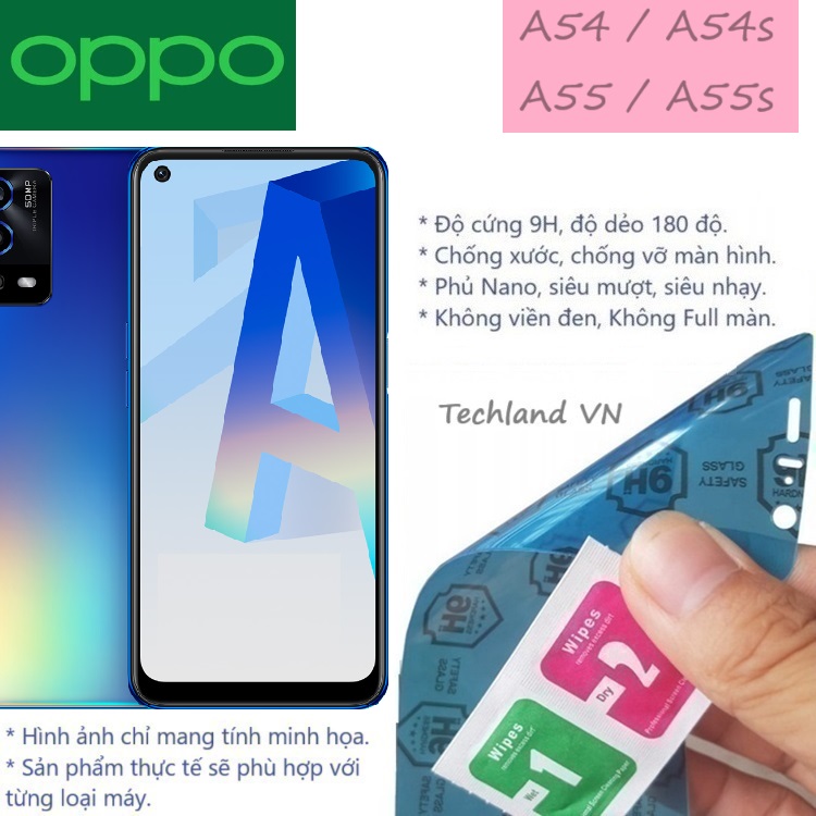 Cường Lực Phủ Nano Oppo A54 / A55 / A54s / A55s 4G / 5G - Trong Suốt, Không Full Màn, Không Viền Đen
