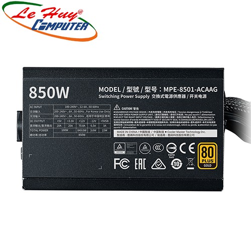 Nguồn máy tính Cooler Master MWE GOLD 850 V2 850W Full Modular - 80 Plus Gold V2