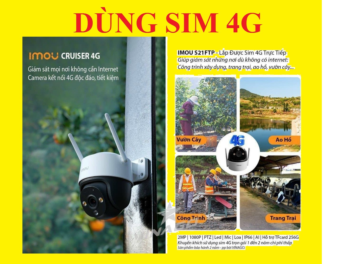 Camera Imou S21FTP dùng sim 4G có đèn có loa - IMOU SIM 4G - CAMERA DÙNG SIM
