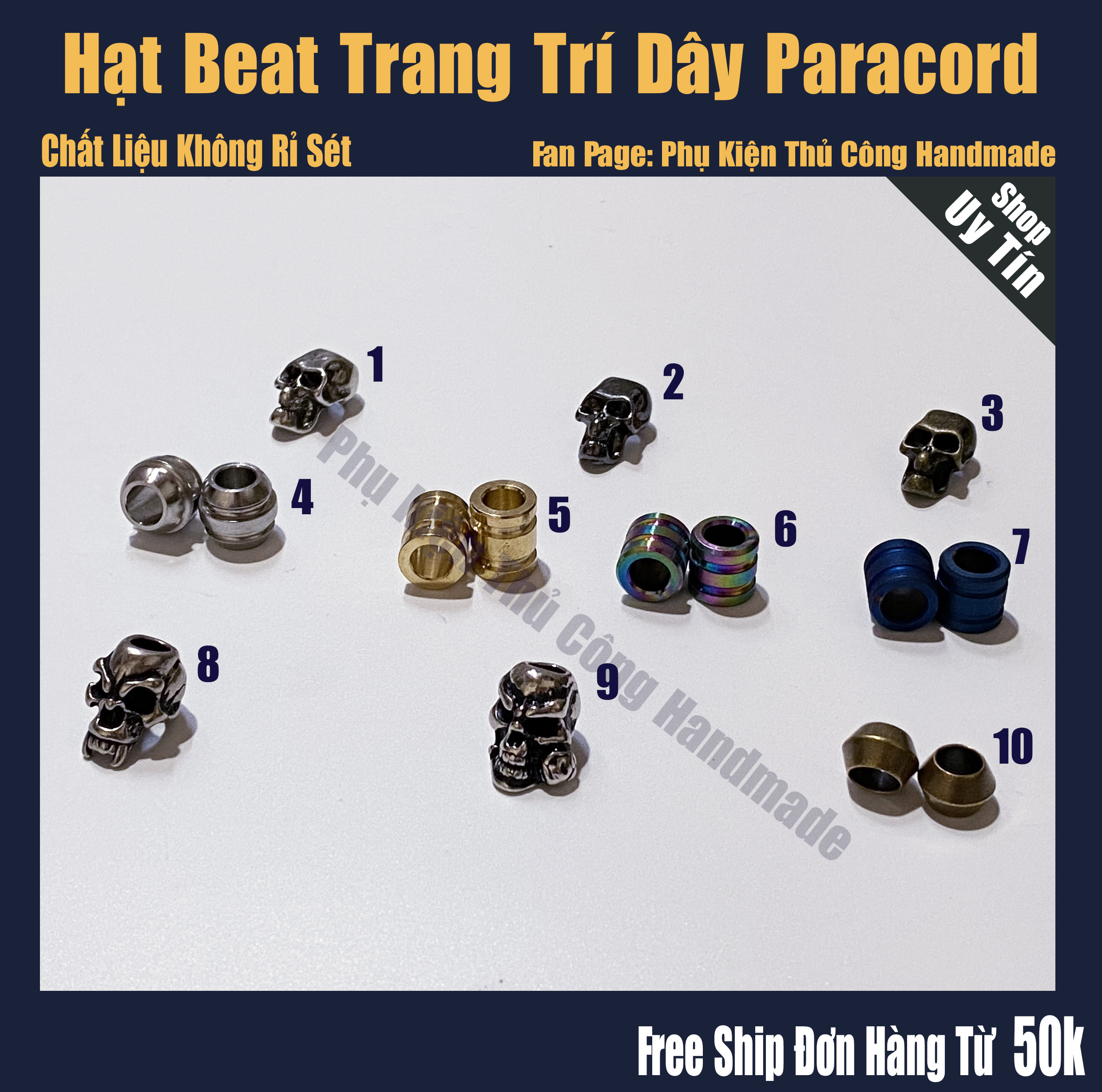 Hạt bead trang trí dây paracord