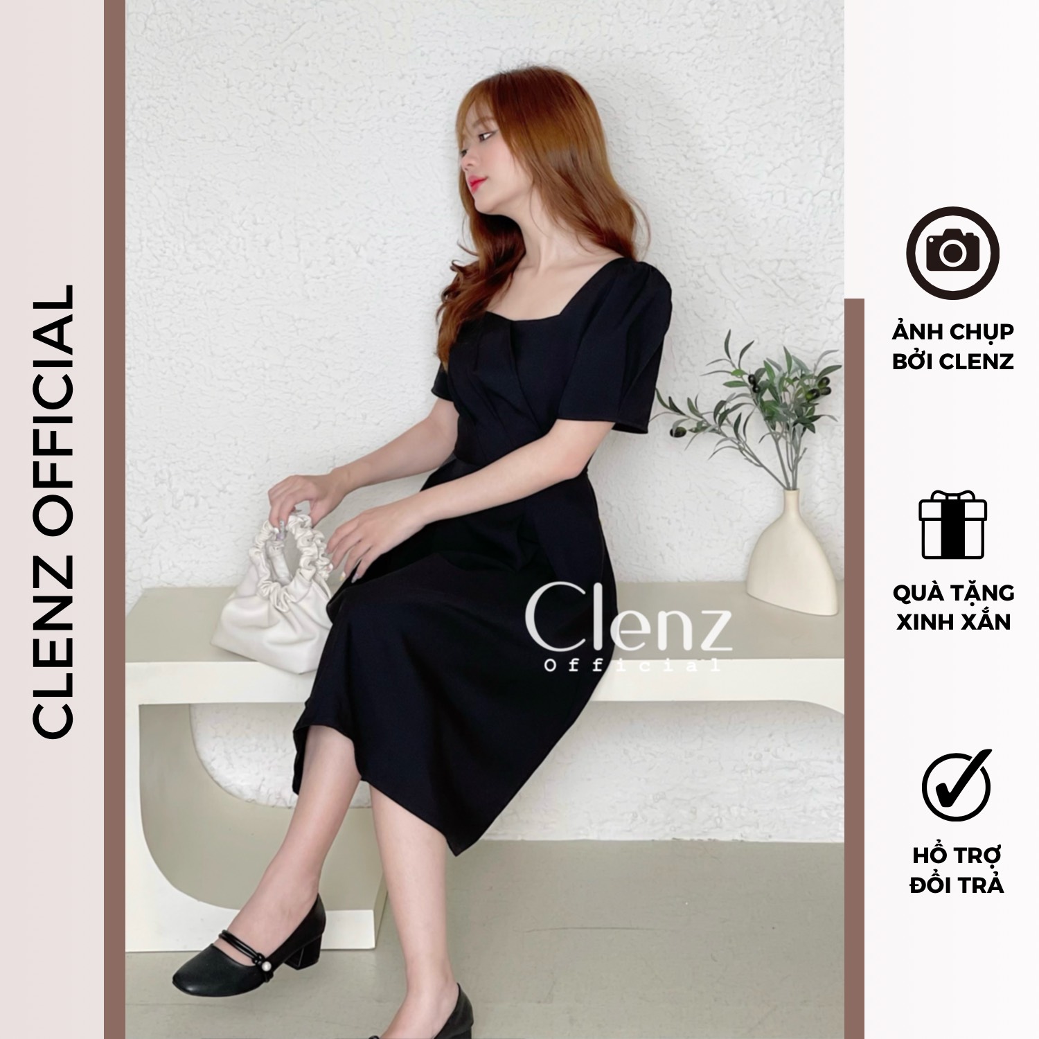 [ Clenz - Váy thiết kế cao cấp ] Đầm đen dáng dài dự tiệc dạo phố D09