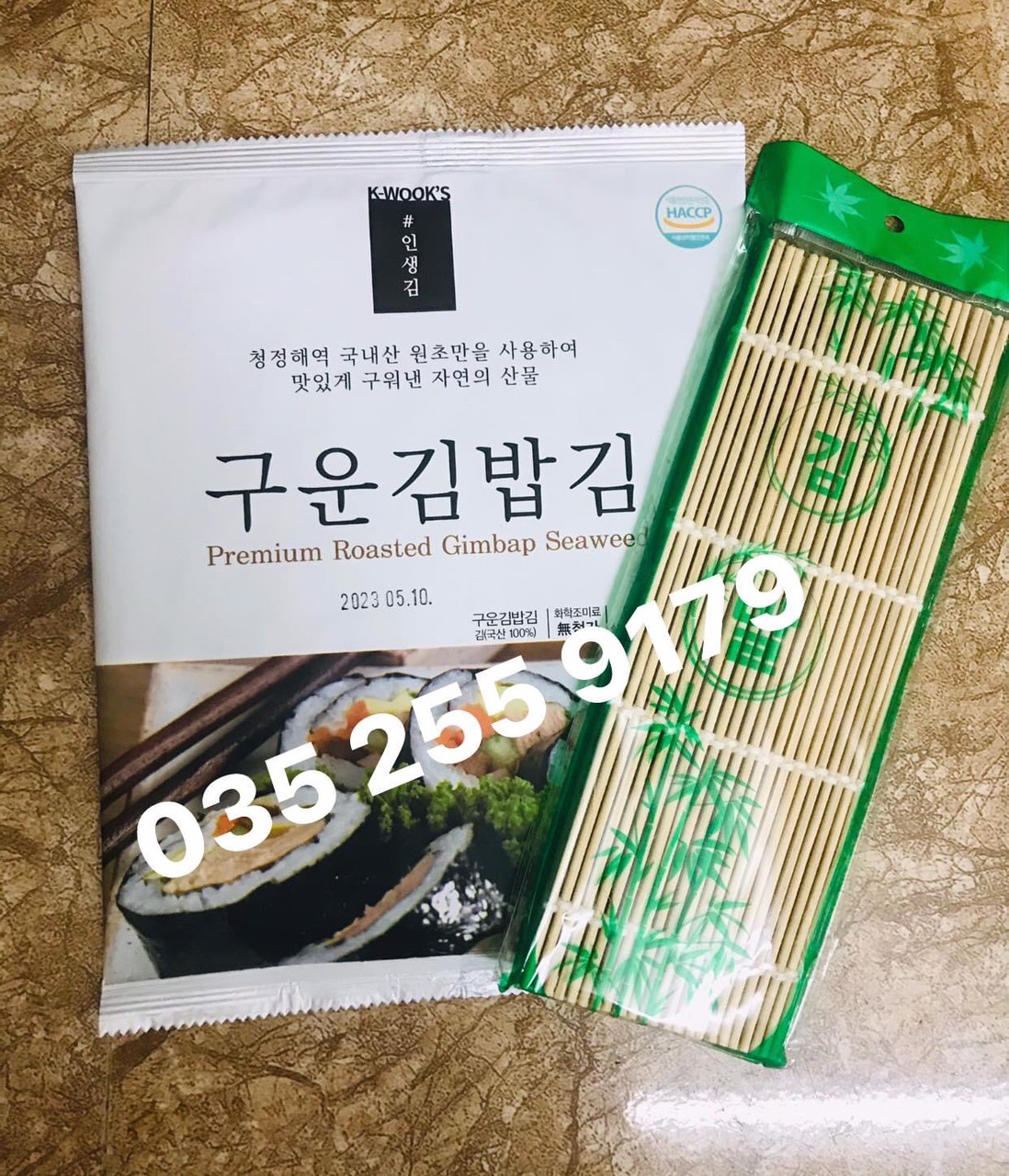 Rong cuốn cơm 10 lá hàn quốc + mành tre cao cấp