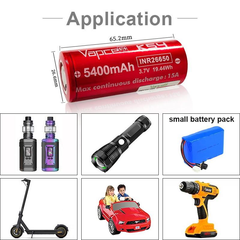 Pin sạc Vapcell K54 26650 5400mah 15A