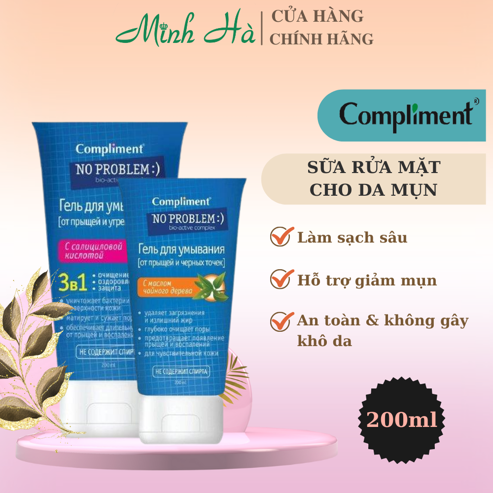 Sữa rửa mặt Compliment No Problem 200ml làm sạch sâu cấp ẩm lâu dài