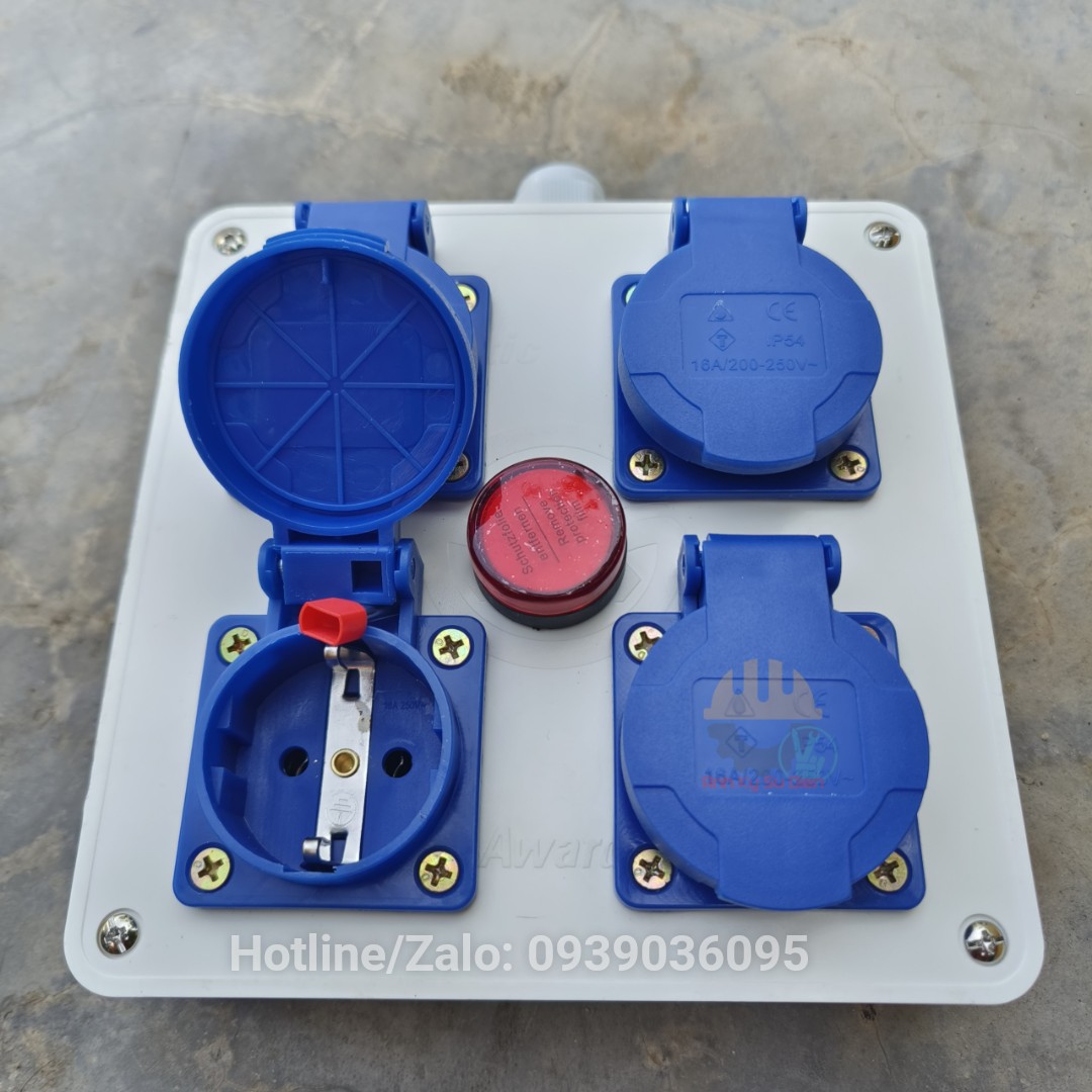 Power splitter - industrial power box 4 socket - fire resistant - load resistant - 16a 250v - power socket with grounding pin suitable for audio audio - box 16x16cm