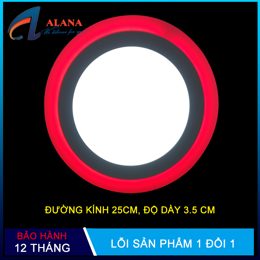 Đèn ốp trần, đèn led ốp trần nổi 24w 2 màu 3 chế độ thiết kế tròn thay đổi ánh sáng theo mỗi lần bật tắt công tắc chính