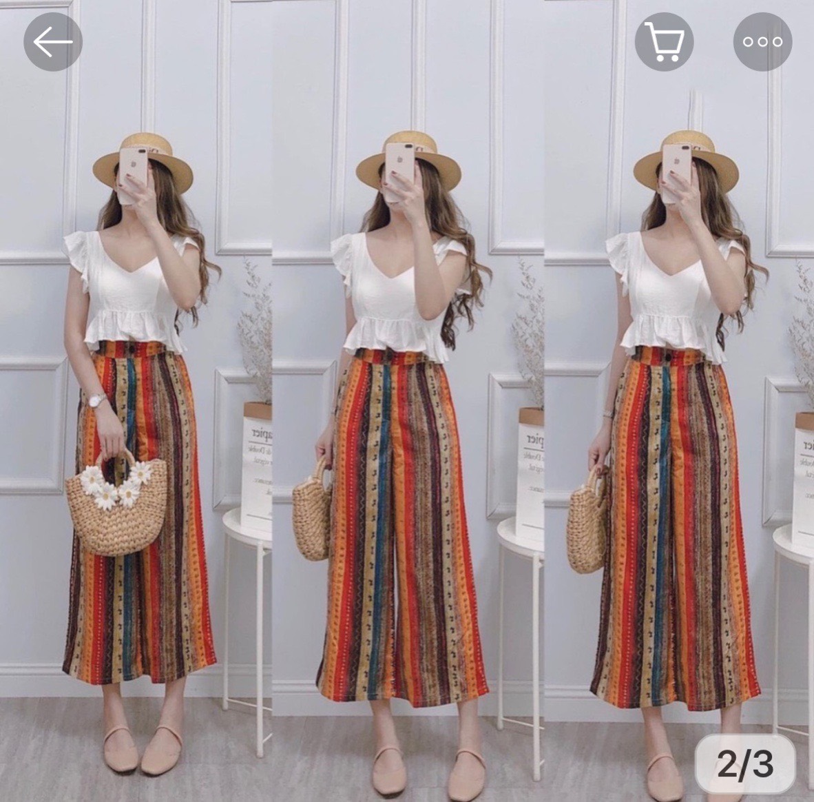 Sét Bộ Lụa Áo Cánh Tiên Hot Trend Đính Nơ Bảng Bự Phối Quần Ống Rộng Thổ Cẩm Fashion TTSLA0285