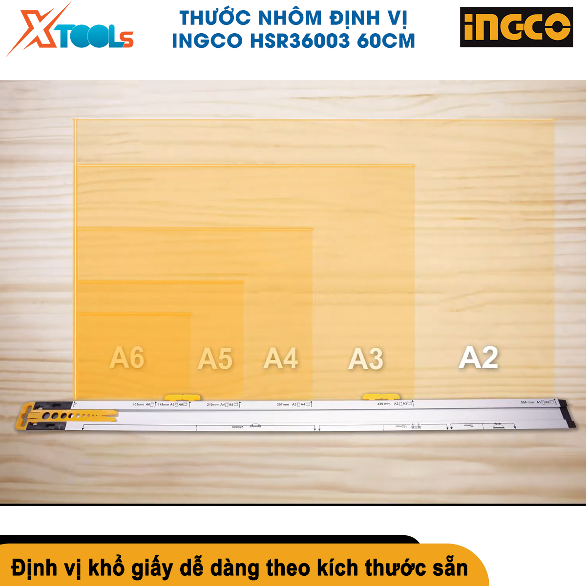 Thước nhôm định vị đa năng INGCO HSR36003 60cm thước thủy cân bằng xây dựng tích hợp đa chức năng, thang đo ổ cắm điện,... XTOOLs