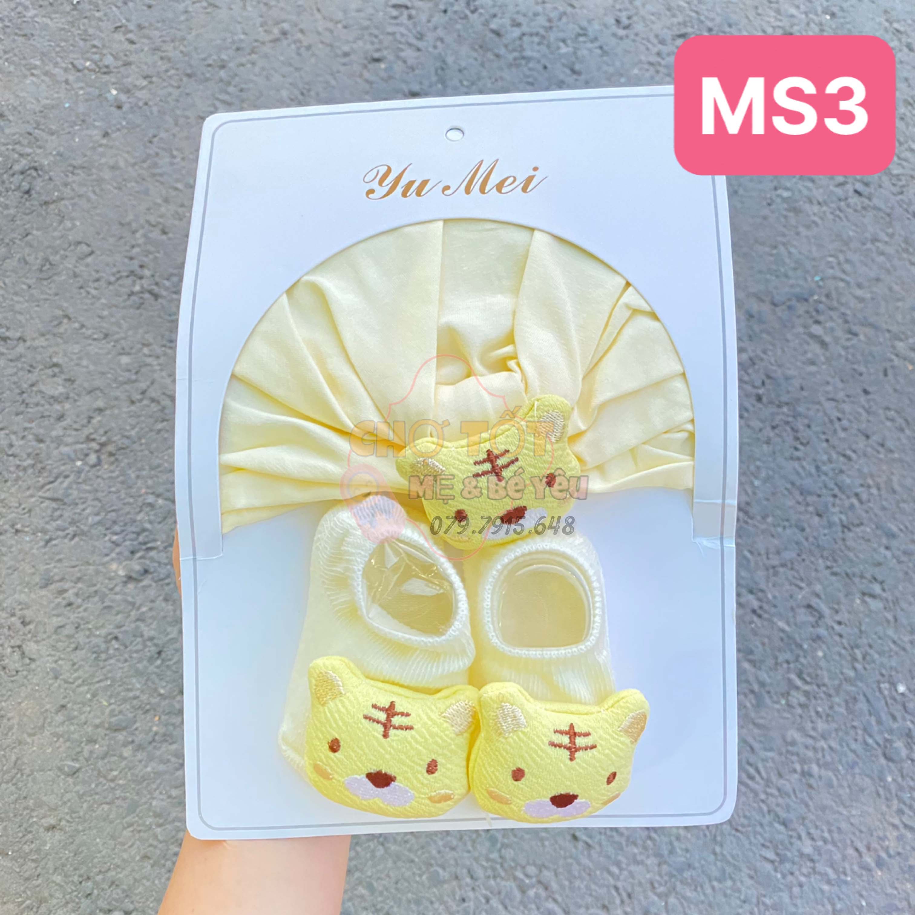 Set mũ tuban + tất hình thú dành cho bé gái sơ sinh