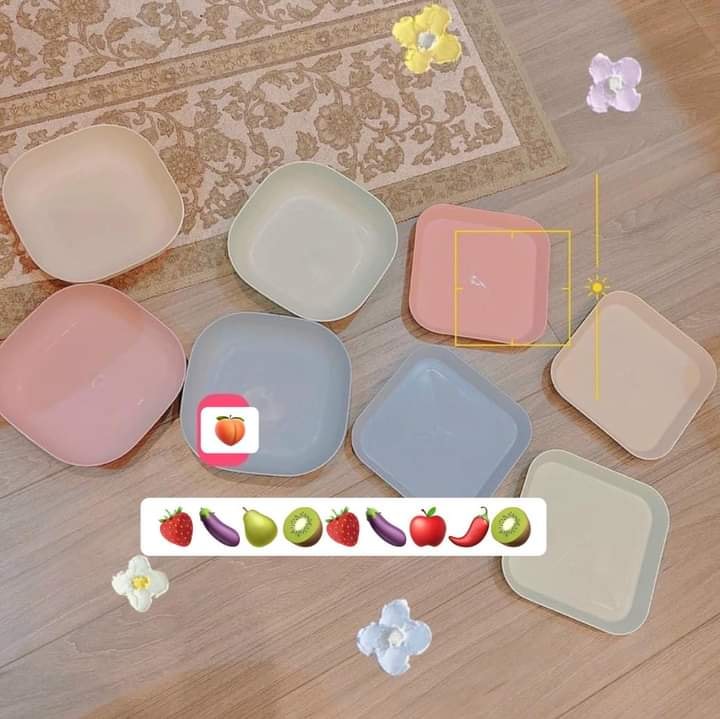 SÉT 8 bát ĐĨA LÚA MẠCH CHỮ NHẬT MÀU PASTAL SIÊU XINH