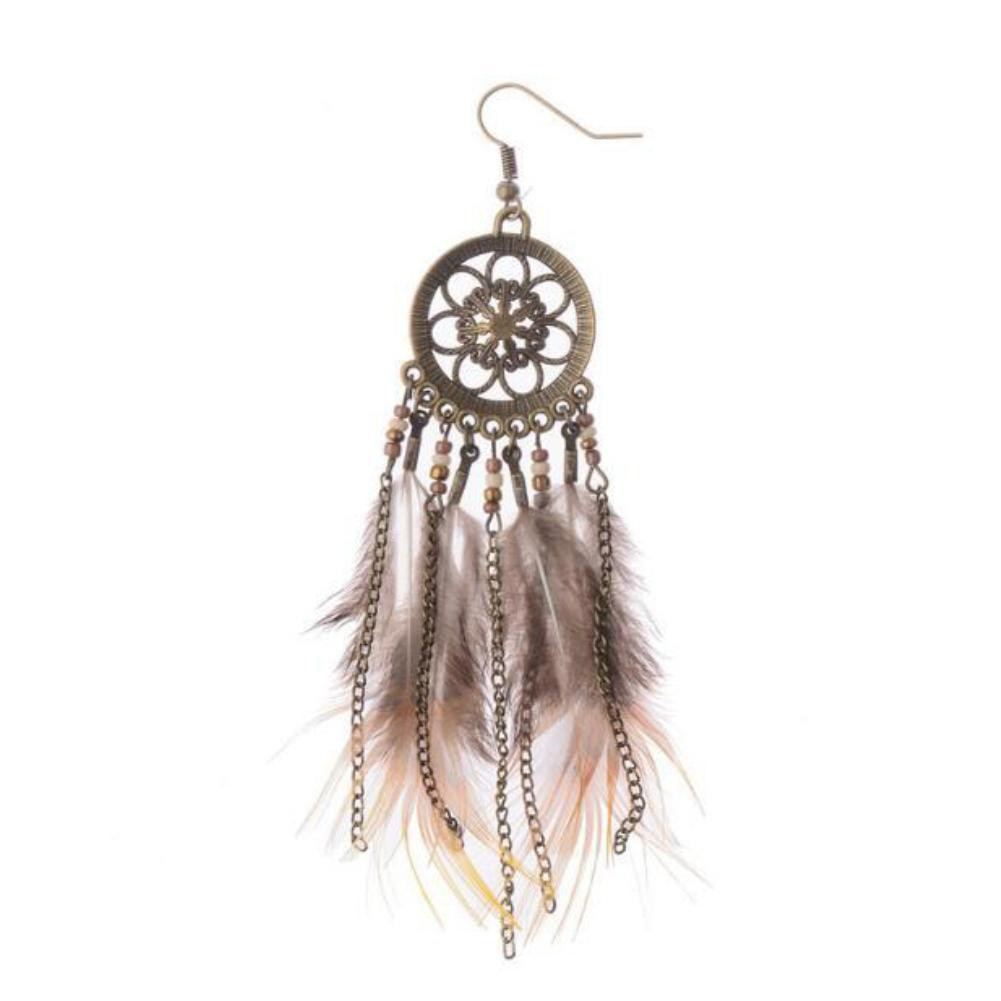 [HCM]Khuyên tai lông vũ hình dreamcatcher - phong cách boho