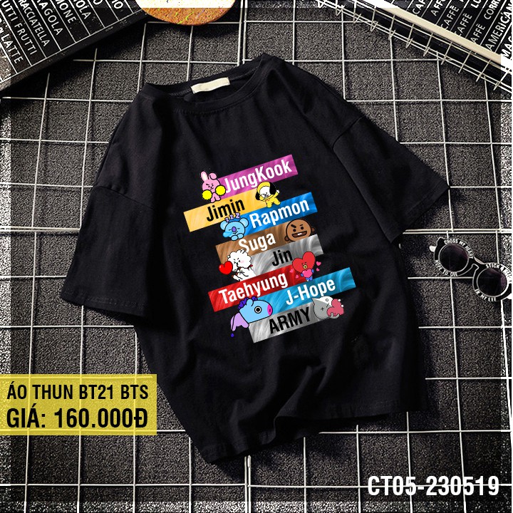 ÁO THUN BT.21 TÊN THÀNH VIÊN BTS - Big Size 110kg - CT05-230519