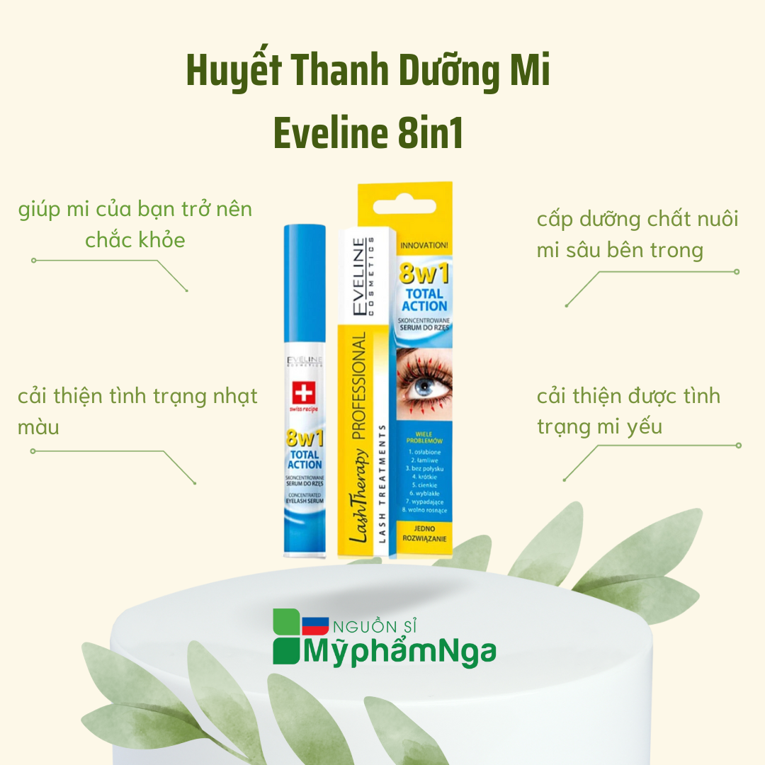 Huyết thanh Dưỡng mi Eveline 8in1 dưỡng dài dày chắc khoẻ mi