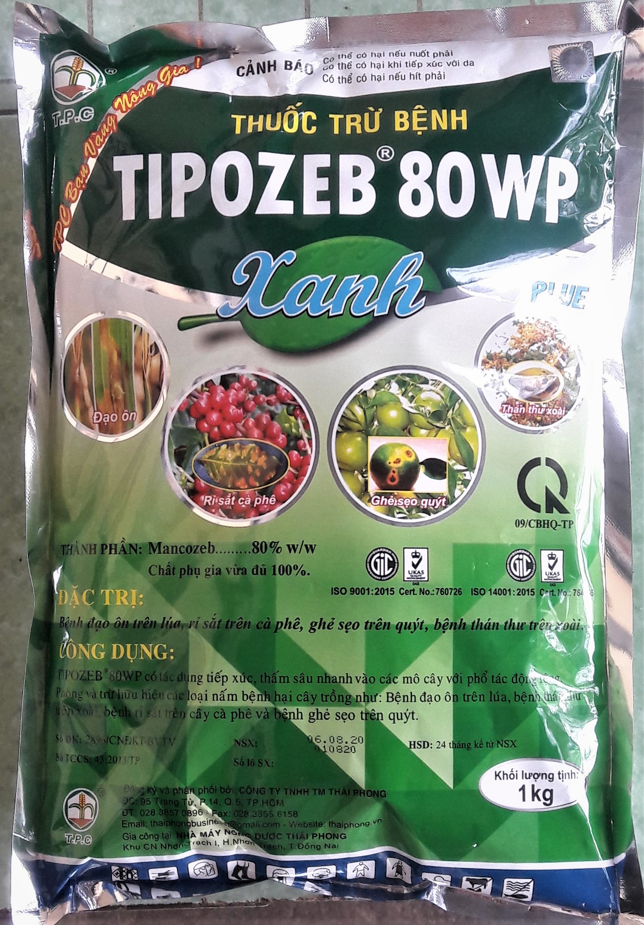 Thuốc trừ bệnh Tipozeb xanh 80WP 1 kg