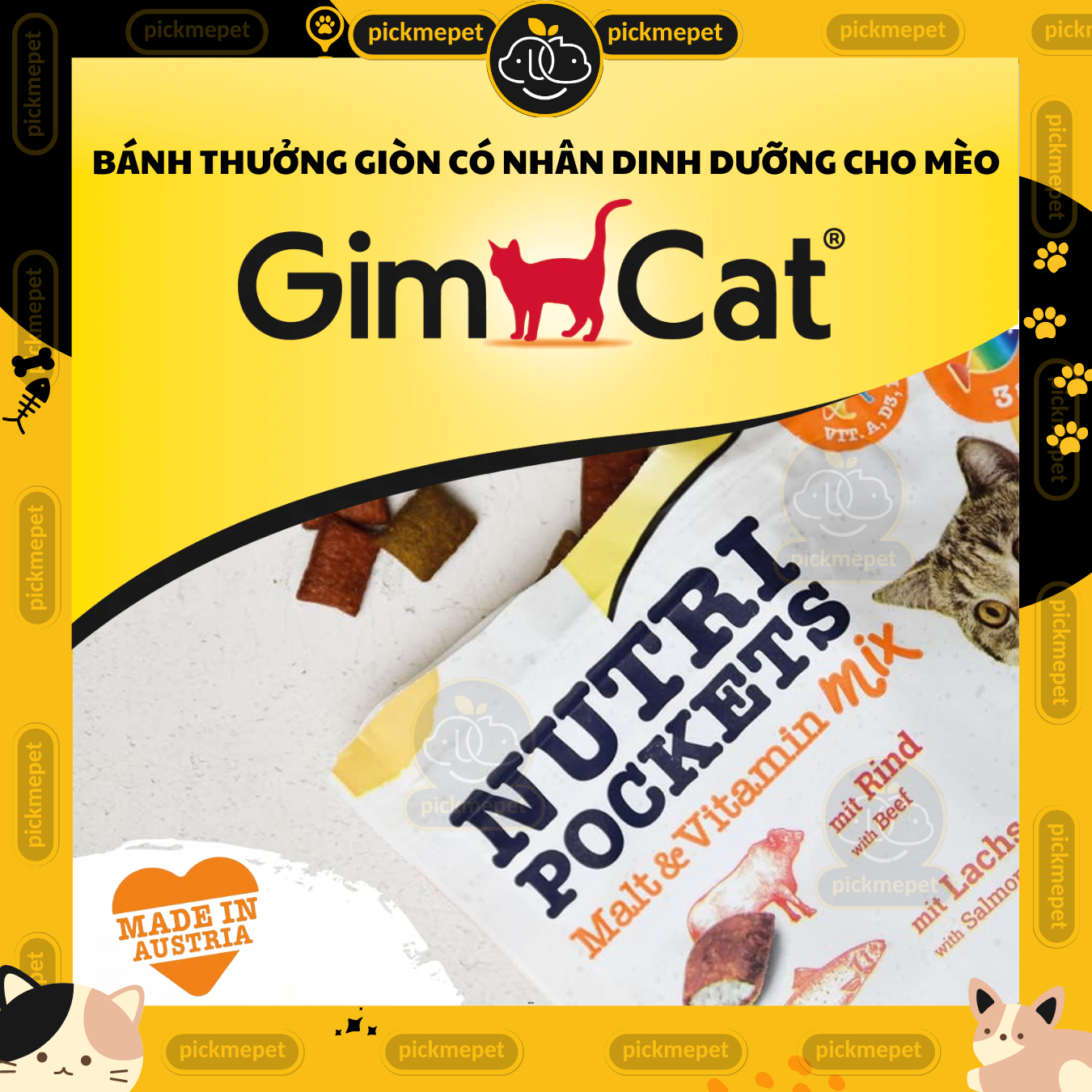 [Gói 150g] Snack GimCat Nutri Pockets - Bánh Quy Thưởng Giòn Dinh Dưỡng Có Nhân Dành Cho Mèo Nutri Pocket