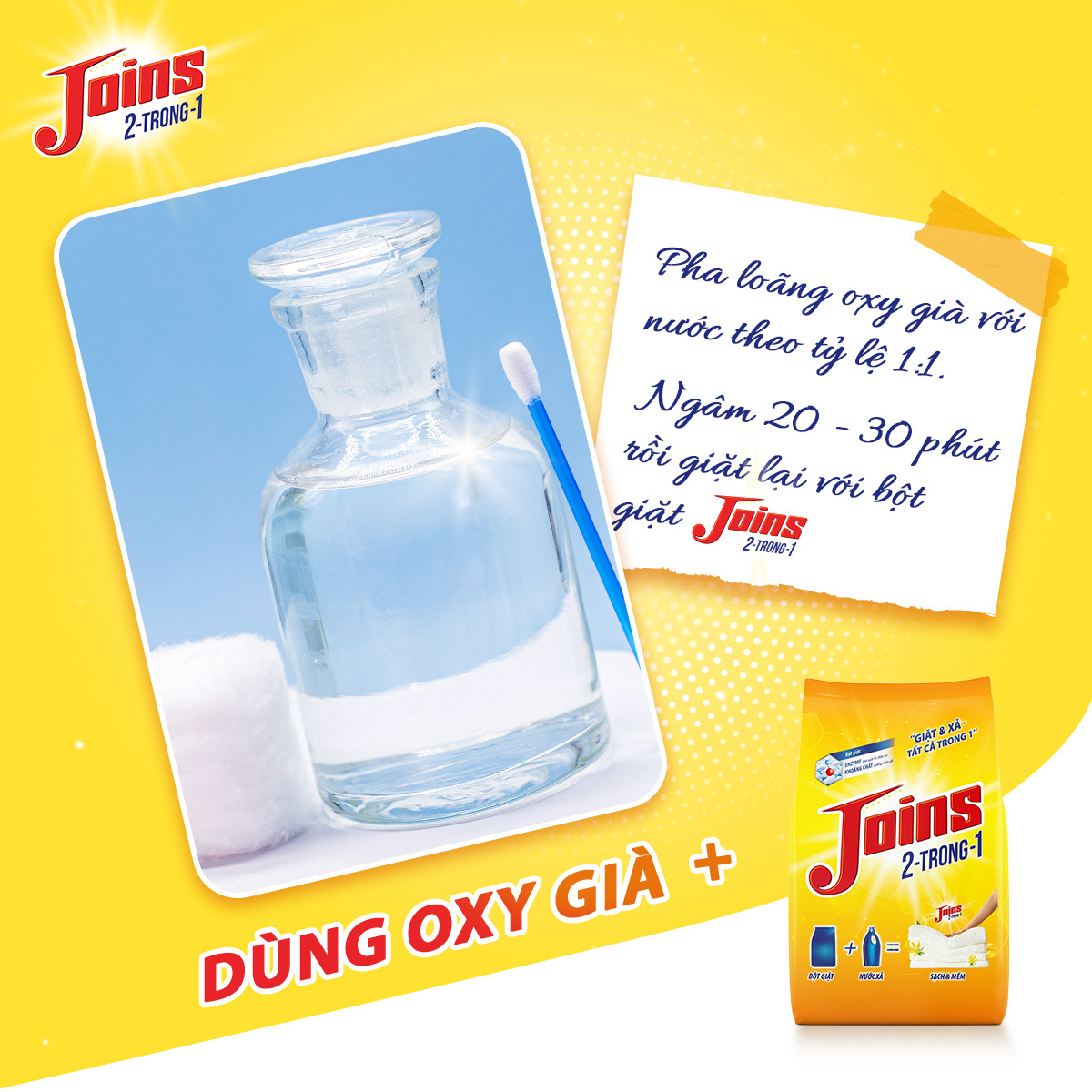 Thùnd 4 Bịch Bột Giặt Joins 2 Trong 1 Giặt & Xả 3Kg/Gói