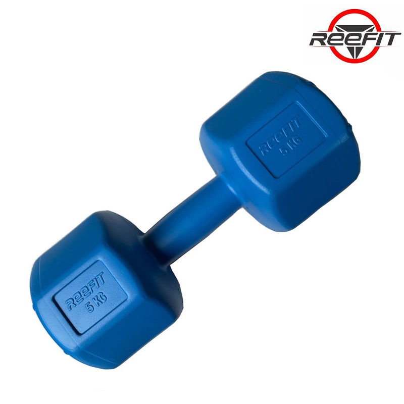 Bộ 2 tạ tay nhựa bát giác Reefit 5kg có ruột (gồm 2 cục 5kg)