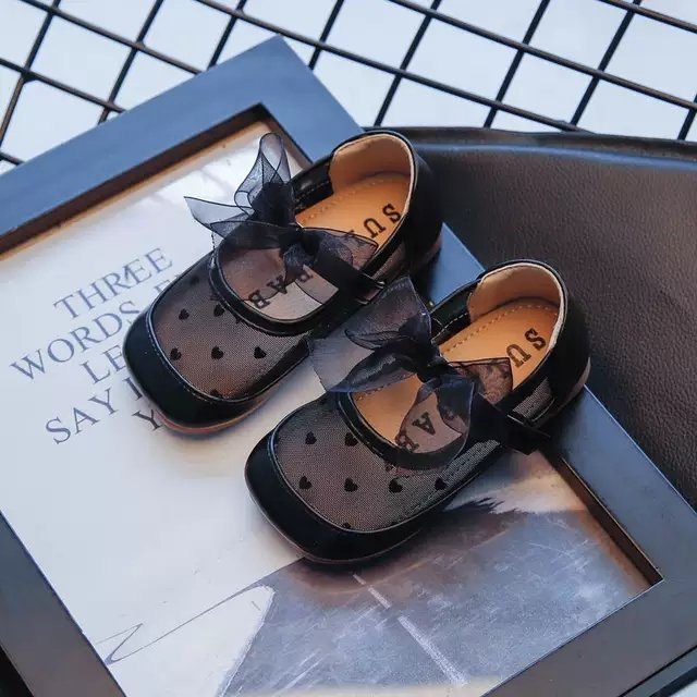 Giày búp bê tim lưới có nơ xinh xắn cho bé gái BB001Q, Hài bé gái, Sandal bé gái, Giay tap di cho be, Giay the thao cho be - TOP sản phẩm BabyMall Vietnam
