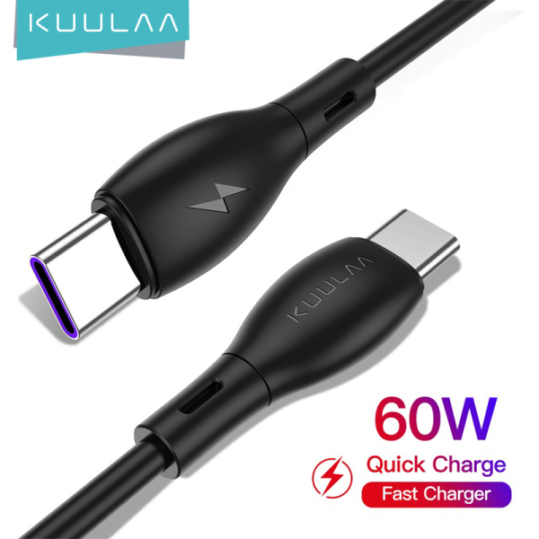 【50% OFF Voucher】KUULAA USB Type C to USB C Cable PD 60W QC4.0 Fast Charging Dòng dữ liệu USB-C Cable For MacBook iPad Pro Samsung S10 Liquid Silicone Cable