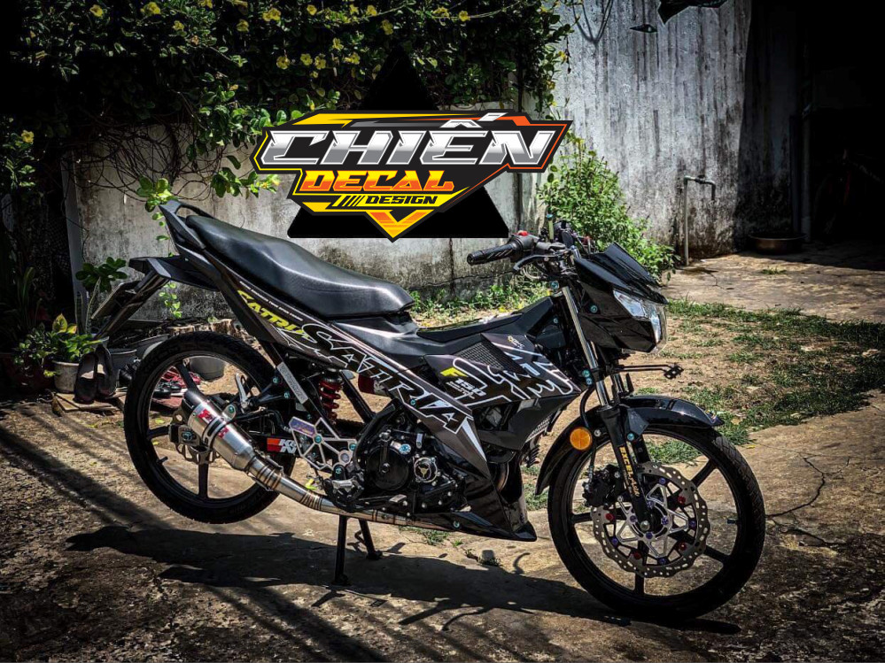 Tem rời xe satria - raider F150 mẫu tem hayabusa đen bạc