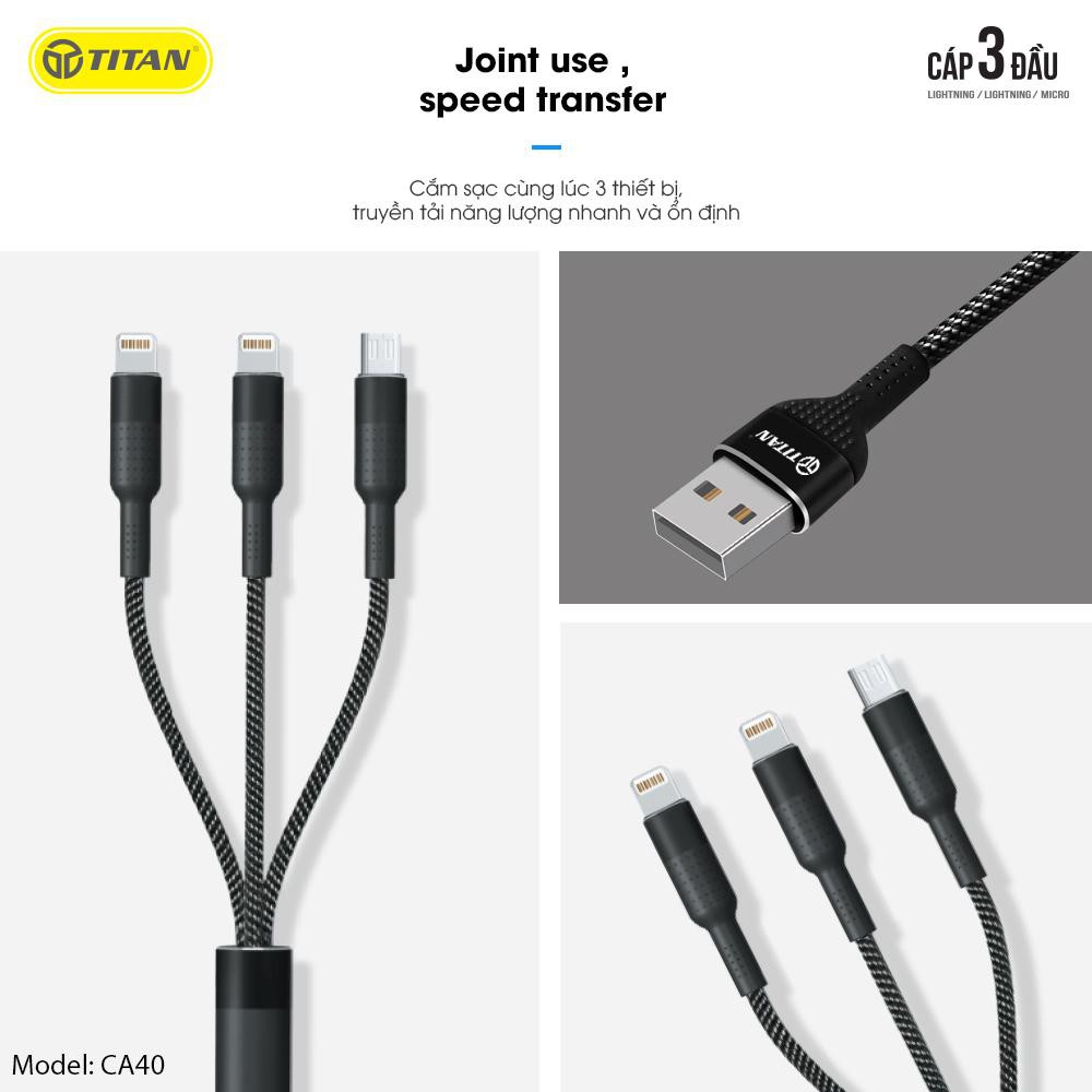 Cáp Sạc 3 Đầu TITAN CA39 / CA40 Độ Dài 1M2
