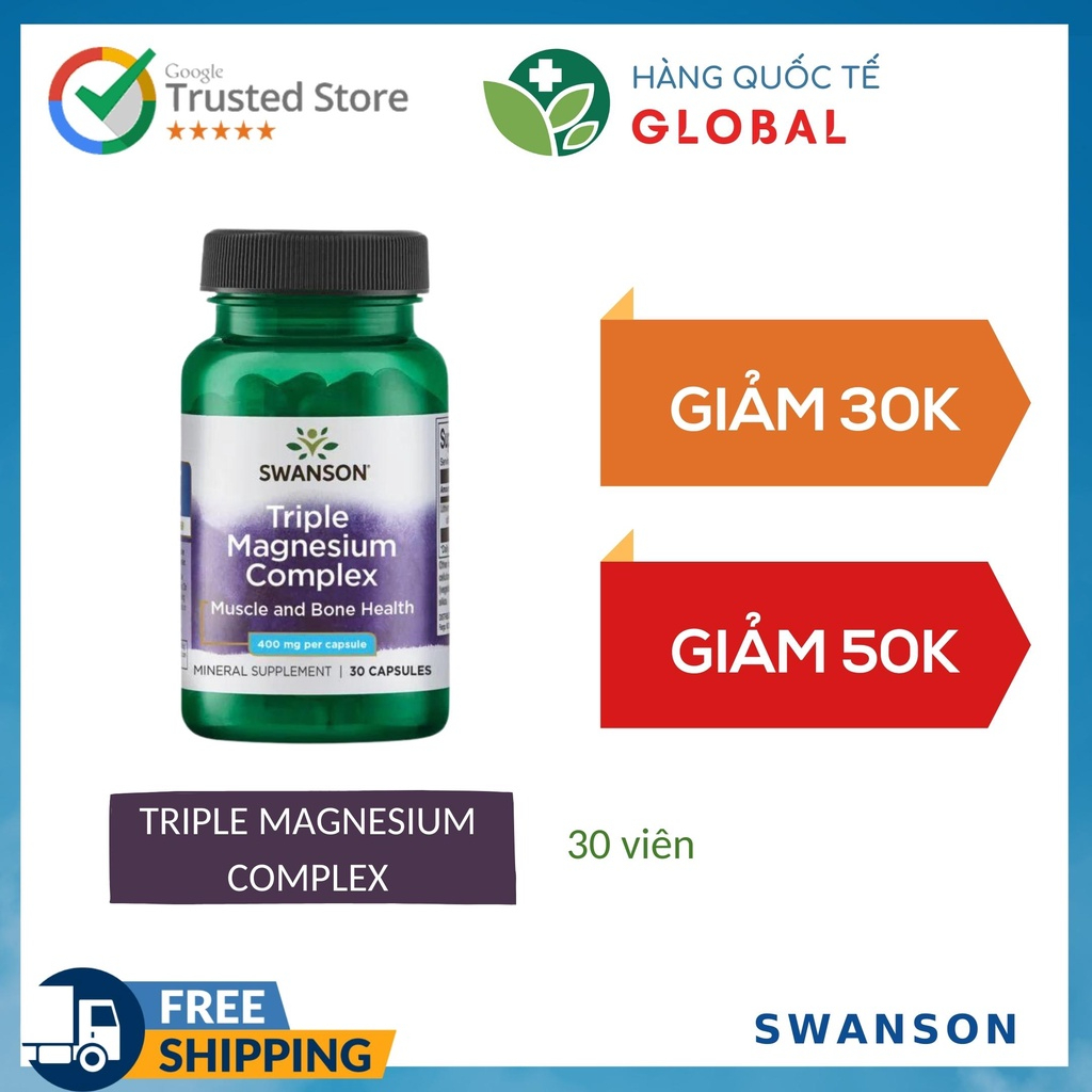 Swanson triple magnesium complex, 30 - 300 tablets, supports musculoskeletal health - green medicine