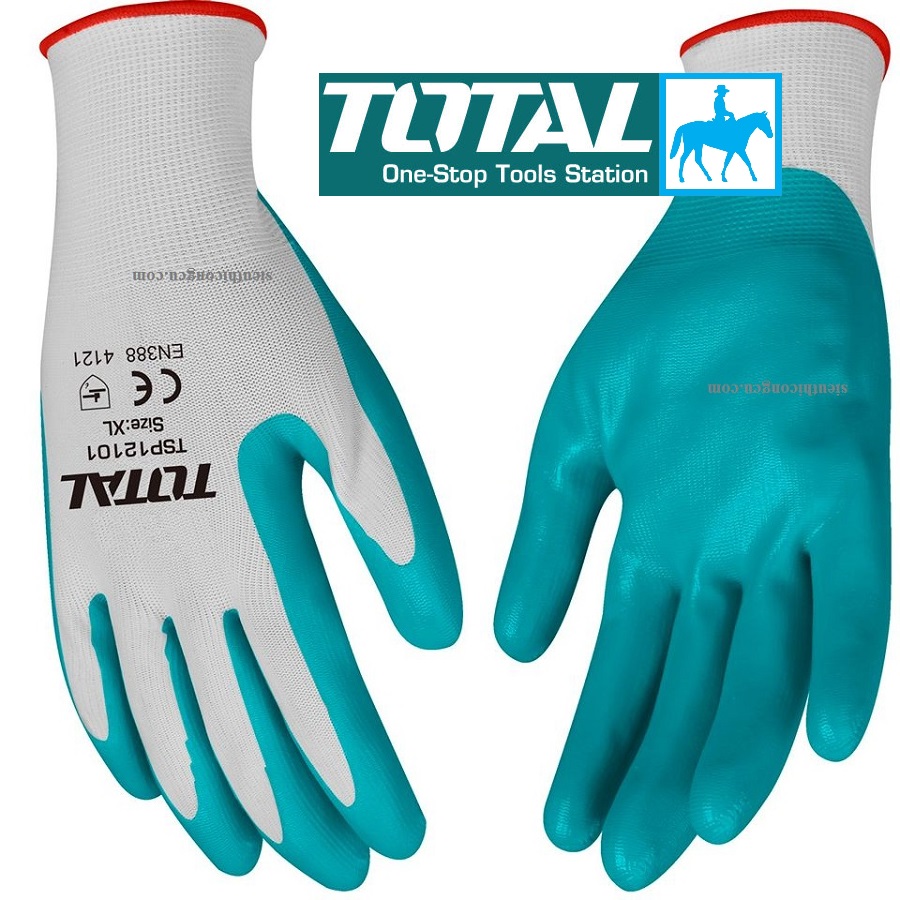 Găng tay Nitri bảo vệ an toan trong môi trường hóa chất Total INGCO HGNG01.L size: L
