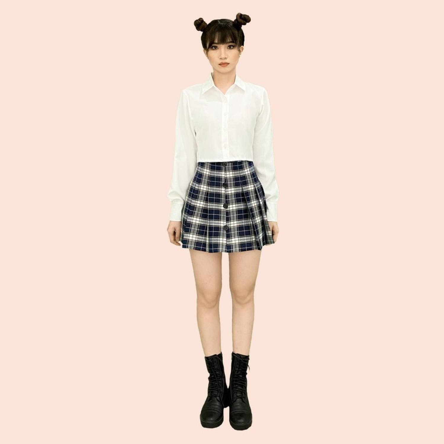 DALLA Áo sơ mi nữ tay dài croptop (SM03)