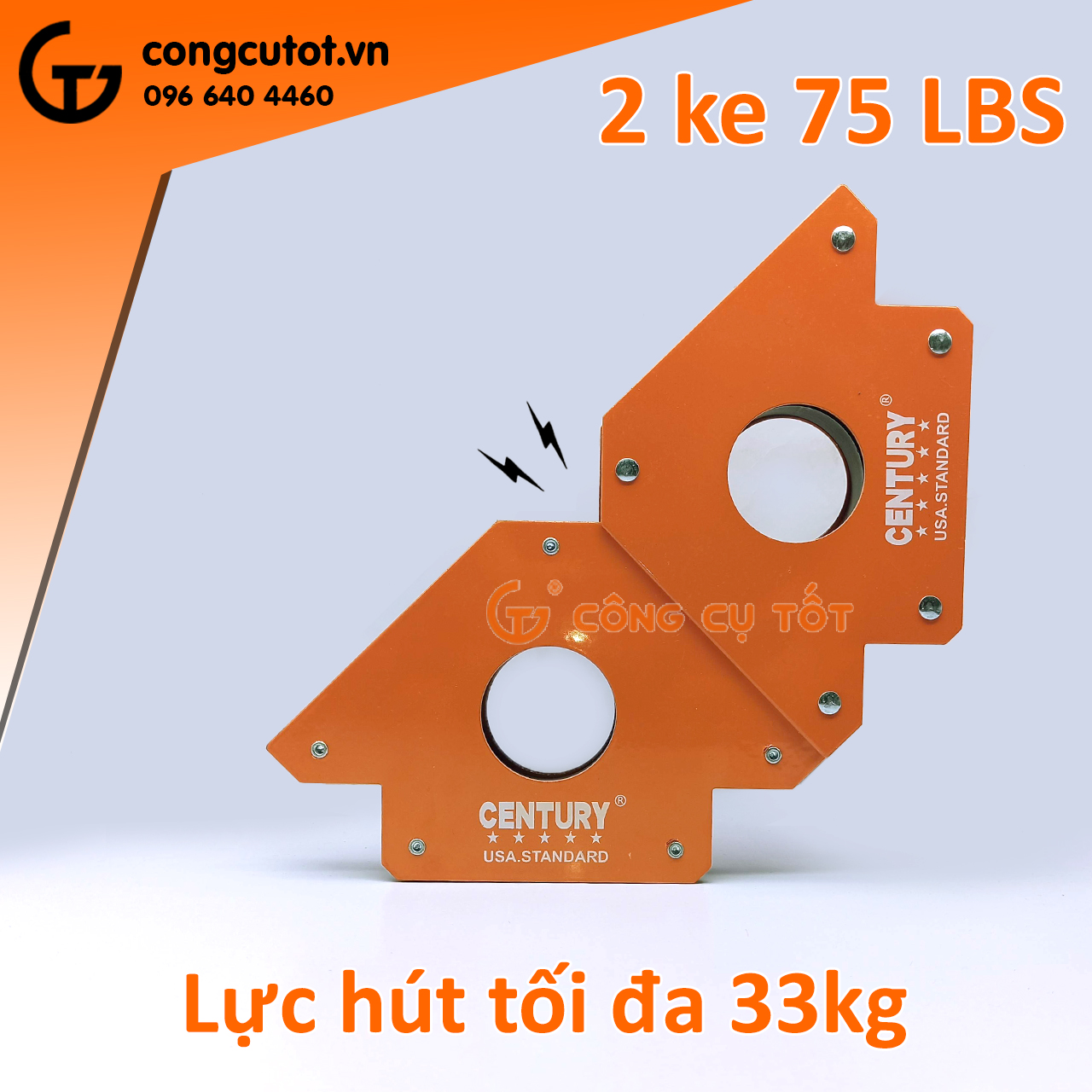 Combo 2 ke góc nam châm 75lbs lực hút 33kg