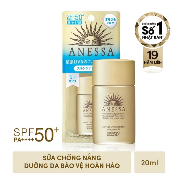[Mẫu mới] Sữa Chống Nắng Anessa SPF50+/PA++++ 20ml Perfect UV Sunscreen Skincare Milk (20ml / 60ml) cao cấp