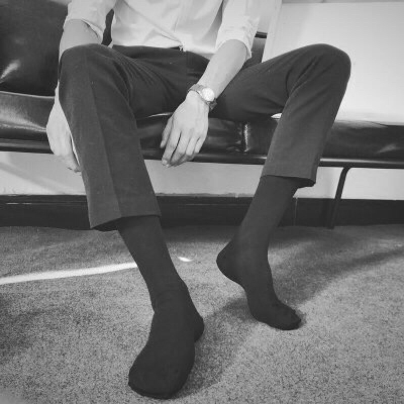 Tất dài vớ Nam Nữ Trơn Trắng Đen Basic Cotton