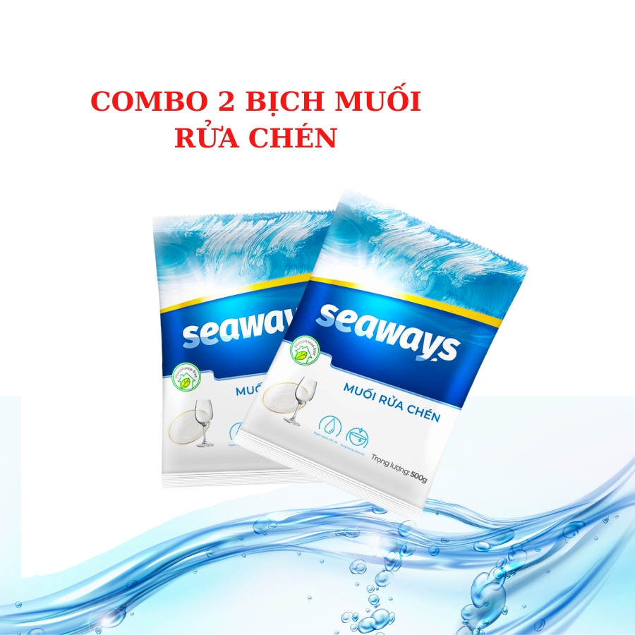 Combo 2 túi muối rửa chén bát Seaways (500gr x 2) - Dành cho mọi máy rửa chén bát