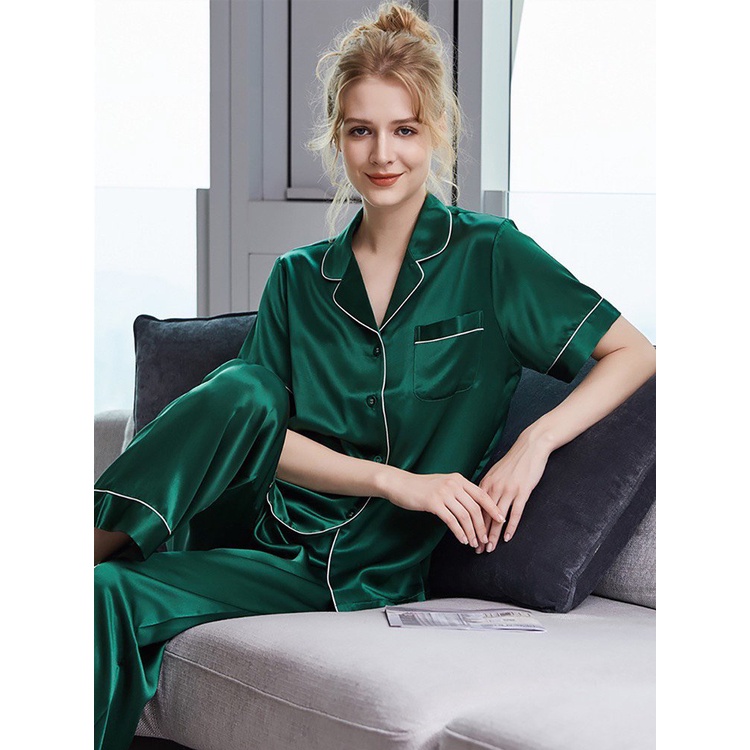 Pyjamas Đồ Ngủ Mặc Nhà Lụa Gấm Bộ Dài Đủ Size AMANTA AMTP61